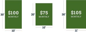 Available storage unit sizes